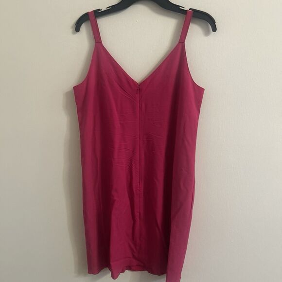 Worth New York Fuscia Wool Blend Slip Dress V-Neck Stretch Size 4 - Picture 14 of 16